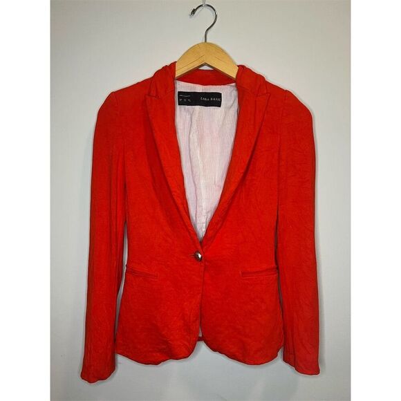 ZARA BASIC Women's Red Blazer XS Single-Button Casual Jacket​ - Picture 1 of 6